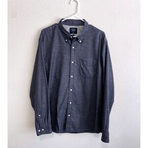 Charles Tyrwhitt Men's X-Large Button Down Navy White Slim Fit Micro Check